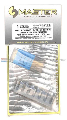 MASGM35072 1:35 Master Model 50 Round Ammo Cans D68375 (Closed) fpr Browning M2 .50cal Early WW2 Version