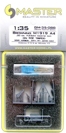 MASGM35088 1:35 Master Model Browning M1919A4 .30 cal (7.62mm) Machine Gun on M2 Tripod (WW2 version)
