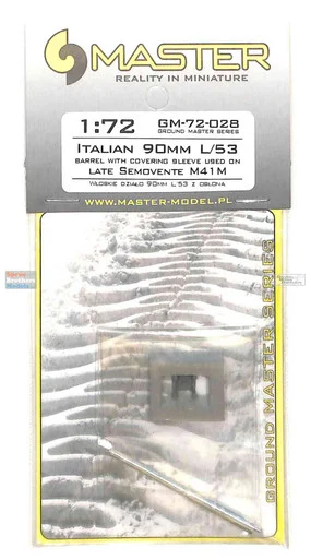 MASGM72028 1:72 Master Model Gun Barrel Set - Italian 90mm L/53 with Covering Sleeve (for Late Semovente M41M)