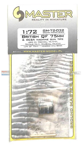 MASGM72032 1:72 Master Model Gun Barrel Set - British QF 75mm & BESA Machine Gun Tips
