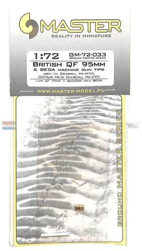 MASGM72033 1:72 Master Model Gun Barrel Set - British QF 95mm & BESA Machine Gun Tips