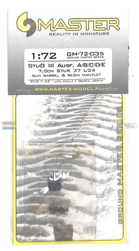 MASGM72035 1:72 Master Model Gun Barrel Set - StuG III Ausf.A/B/C/D/E 7.5cm STuK 37 L/24 with Mantlet