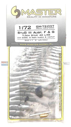 MASGM72037 1:72 Master Model Gun Barrel Set - StuG III Ausf.F/G 7.5cm StuK 40 L/43 with Muzzle & Mantlet