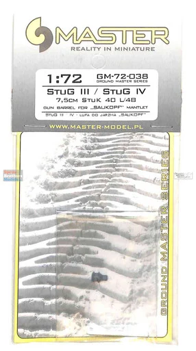 MASGM72038 1:72 Master Model Gun Barrel Set - StuG III / IV 7.53cm StuK 40 L/48 (for Saukopf Mantlet)