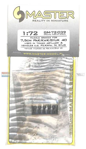 MASGM72039 1:72 Master Model - Muzzle Brakes for 7.5cm PaK/KwK/StuK 40