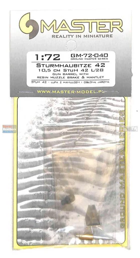 MASGM72040 1:72 Master Model Gun Barrel Set - StuH 42 10.5cm L/28 with Muzzle Brake & Mantlet