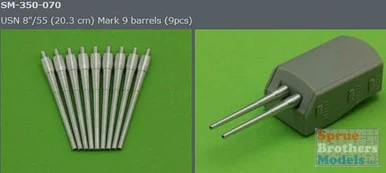 MASSM350070 1:350 Master Model US Navy 8in/55 Barrels (9pcs)