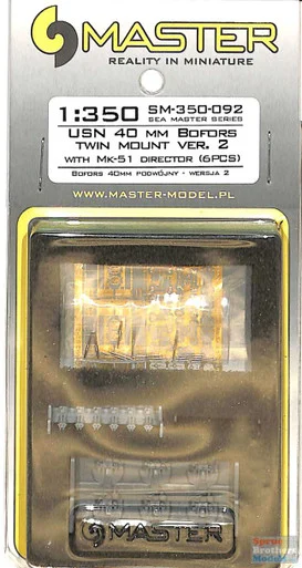 MASSM350092 1:350 Master Model USN 40mm Bofors Twin Mount Set (Version 2)
