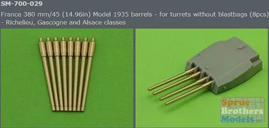 MASSM700029 1:700 Master Model France 380mm/45 (14.96in) Model 1935 Gun Barrels w/o Blast Bags