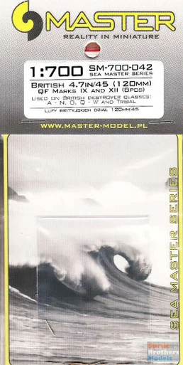 MASSM700042 1:700 Master Model British 4.7in/45 (120mm) QF Marks IX and XII Barrels (8pcs)