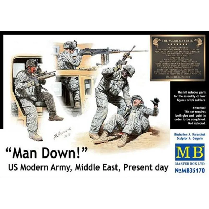 Man Down! Modern US Army, Middle East, Present day Figures - Master Box