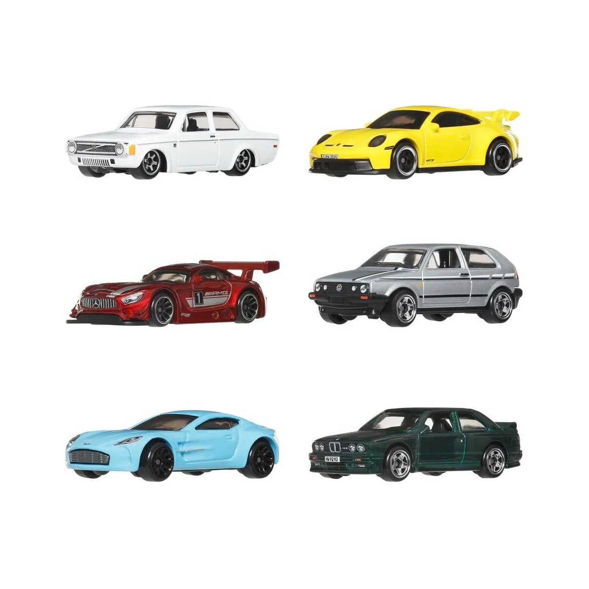 Hot Wheels Silver Series 6-pack of 1/64 scale die-cast vehicles, Euro Style