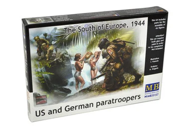1/35 Master Box Watching Girls Shower US & German Paratroopers South of Europe 1944 (x6) Plastic Kit - Master Box LTD