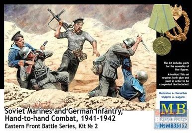 MBM35152 1:35 Masterbox Soviet Marines and German Infantry 1941-1942, Eastern Front Battle Series Kit No. 2” Hand to Hand Combat - 5 Figures Set