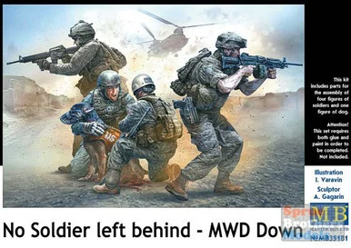 MBM35181 1:35 Masterbox "No Soldier Left Behind - MWD Down" - 4 Figure + 1 Dog Set