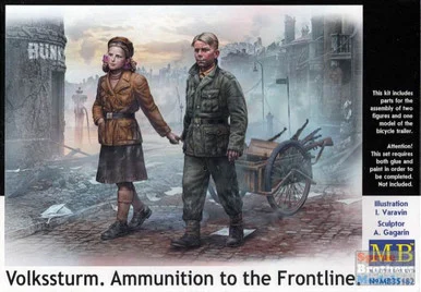 MBM35182 1:35 Masterbox "Volkssturm, Ammunition to the Frontline" - 2 Figures and a Bicycle Trailer Set