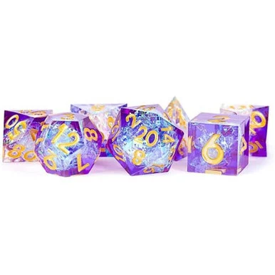 Metallic Dice Games 934 Handcrafted Sharp Edge Resin Royal Geode Dice Set