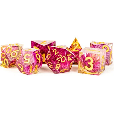 Metallic Dice Games 935 Handcrafted Sharp Edge Resin Thousand Day Red Dice Set