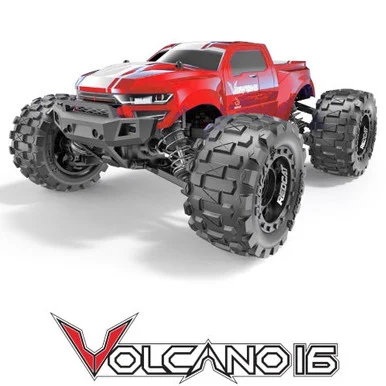 Redcat Racing RER13648 Volcano-16 1/16 Scale Brushed Monster Truck, Red
