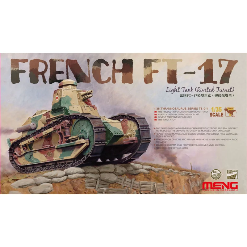 French Renault FT-17 Light Tank (Riveted Turret) Model kit