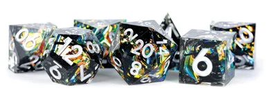Metallic Dice Games 933 Handcrafted Sharp Edge Resin Simmering Coal Dice Set