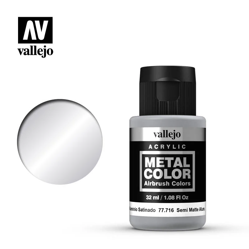 Metal Color Semi Matte Aluminum Acrylic Paint, 32 ml Bottle - Vallejo