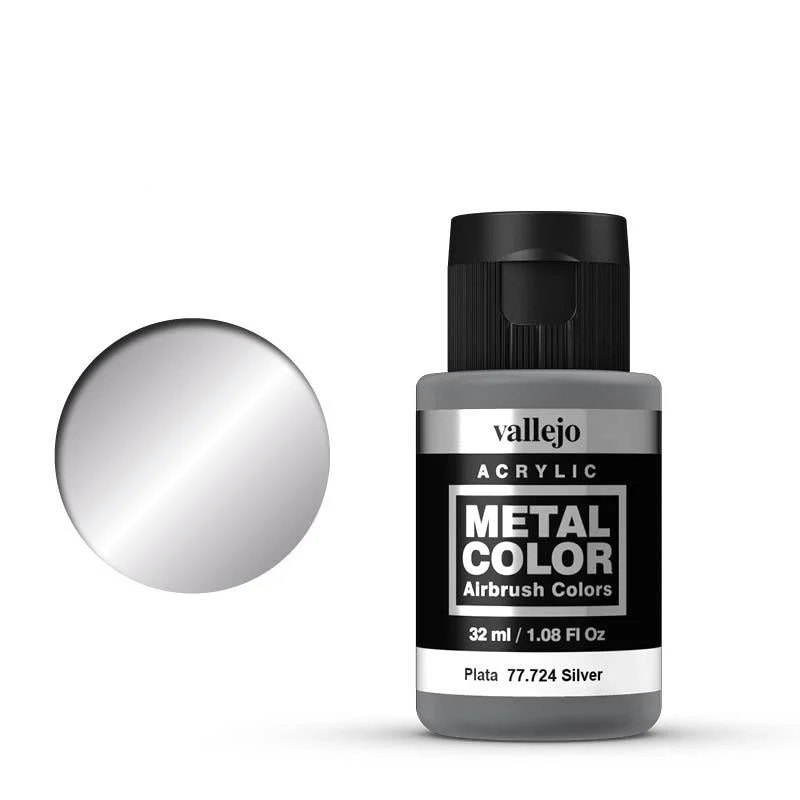 Metal Color Silver Acrylic Paint, 32 ml Bottle - Vallejo