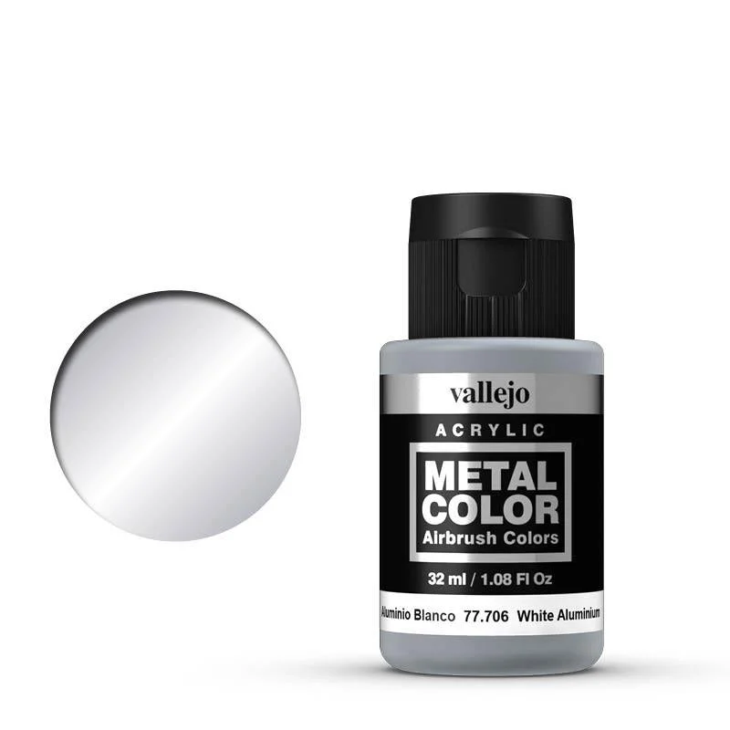 Metal Color White Aluminum Acrylic Paint, 32 ml Bottle - Vallejo