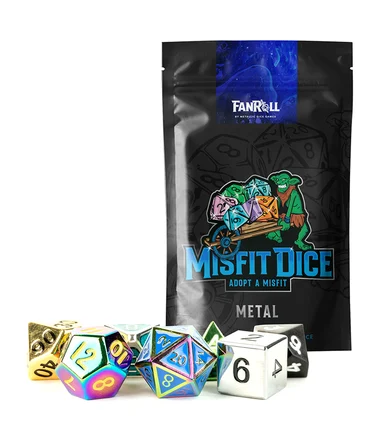 Metallic Dice Games 9201 Mystery Misfit Metal Polyhedral Dice Set