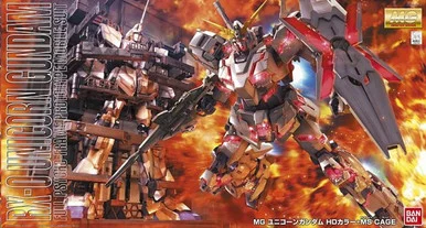 Bandai 5067230 RX-0 Unicorn Gundam HD Color + MS Cage Full Psycho-Frame Prototype Mobile Suit MG 1/100 Scale Model Kit