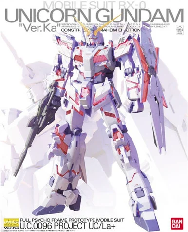 Bandai 5064131 RX-0 Unicorn Gundam Ver.Ka Full Psycho Frame Prototype Mobile Suit MG 1/100 Scale Model Kit
