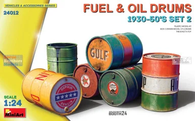 MIA24012 1:24 Miniart German Type Fuel & Oil Drums 1930-50's Set 2
