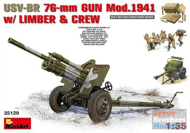MIA35129 1:35 MiniArt USV-BR 76mm Gun Mod 1941 with Limber & Crew