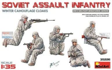 MIA35226 1:35 MiniArt Soviet Assault Infantry in Winter Camouflage Cloaks Figure Set