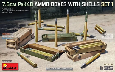 MIA35398 1:35 MiniArt 7.5cm PaK40 Ammo Boxes with Shells Set 1