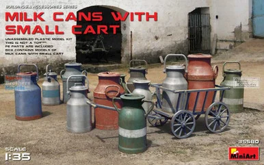 MIA35580 1:35 Miniart Milk Cans with Small Cart