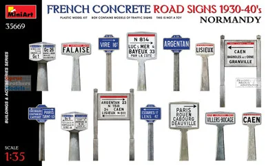 MIA35669 1:35 Miniart French Concrete Traffic Signs Normandy 1930-40s