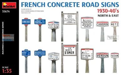 MIA35674 1:35 Miniart French Concrete Road Signs 1930-40's North & East