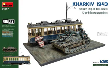 MIA36067 1:35 Miniart BigSet Kharkiv 1943: TRAM & StuG.III Ausf.G with Crew & Panzergrenadiers Diorama