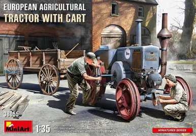 MIA38055 1:35 Miniart European Agricultural Tractor with Cart