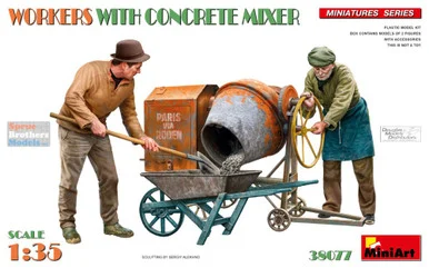 MIA38077 1:35 MiniArt Workers with Concrete Mixer Figure Set