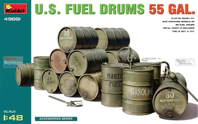 MIA49001 1:48 Miniart US Fuel Drums 55 Gallon