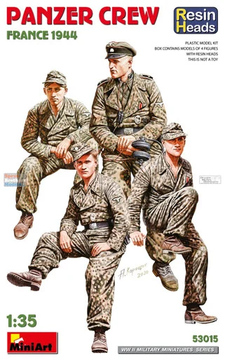 MIA53015 1:35 MiniArt Panzer Crew France 1944 (with Resin Heads) Figure Set