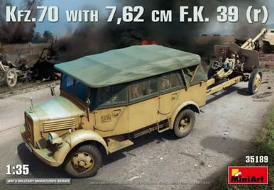 1/35 Miniart German Kfz 70 Cargo Truck w/7.62cm FK39(r) Field Gun & Ammo Boxes