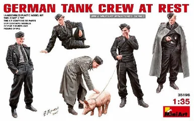 1/35 Miniart German Tank Crew at Rest (5 w/Pig)