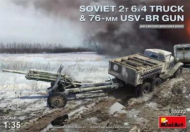 1/35 Miniart WWII Soviet 2-Ton 6x4 Truck & 76mm USV-BR Gun