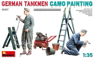 1/35 Miniart Camo Painting WWII German Tankmen (2) w/Compressor Paint Gun Ladders Buckets