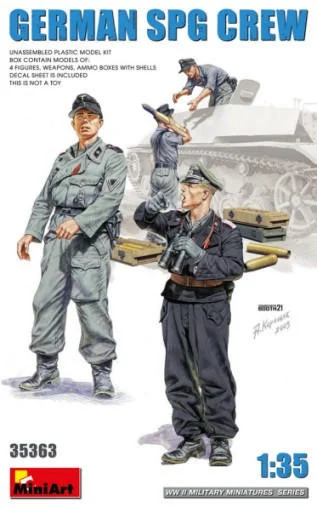 1/35 Miniart WWII German SPG Crew (4) w/Ammo Boxes & Weapons