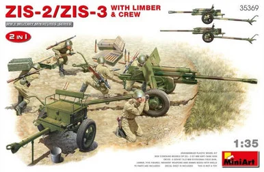 1/35 Miniart WWII ZIS2/3 Gun w/Limber, 5 Crew, Ammo Boxes & Weapons (2 in 1)