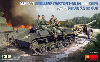 1/35 Miniart German Artillery Tractor T-60 (r) w/PaK40 Gun & Crew